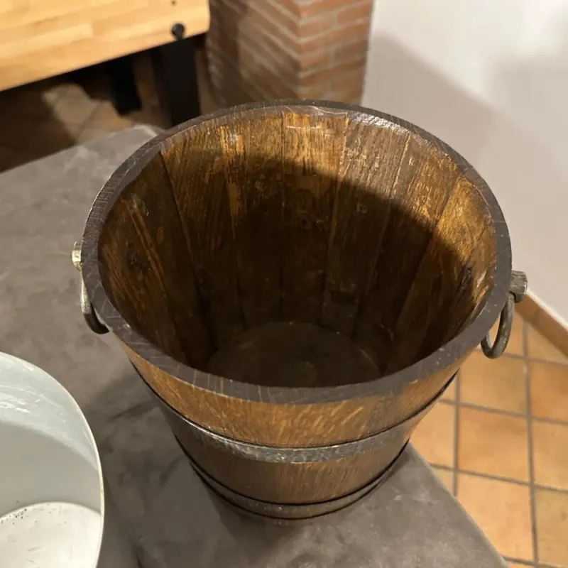 Clearance Pamono Vintage French Brutalist Wine Cooler in Oak and Wrought Iron, 1970s