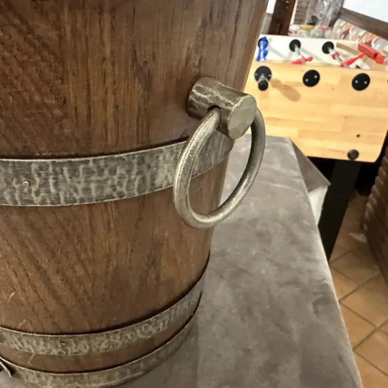 Clearance Pamono Vintage French Brutalist Wine Cooler in Oak and Wrought Iron, 1970s