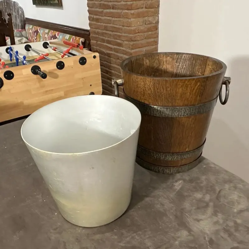 Clearance Pamono Vintage French Brutalist Wine Cooler in Oak and Wrought Iron, 1970s