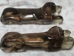 Pamono Vintage French Dachshund Dog Knife Rests in Taupe Glass, 1950s, Set of 12><noscript><img width=