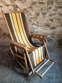 Pamono Vintage French Deck Chair in Beechwood, 1950s><noscript><img width=