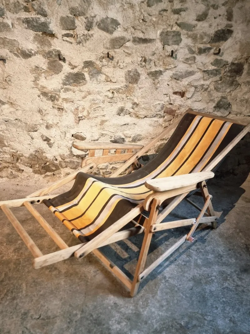 Pamono Vintage French Deck Chair in Beechwood, 1950s> Garden Seating