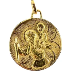 Hot Pamono Vintage French Double-Sided St. Christopher Medal Pendant in 18 Karat Yellow Gold, 1960s