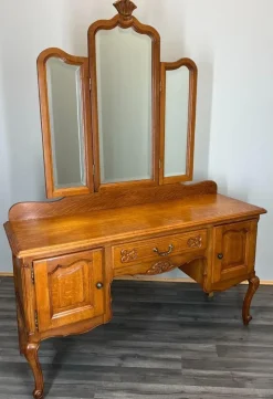 Online Pamono Vintage French Dressing Table with Mirror in Oak