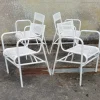 Pamono Vintage French Garden Chairs in Perforated Steel in the style of Mathieu Matégot, 1950s, Set of 4> Garden Seating