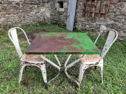 Pamono Vintage French Garden Set in Iron Table with Chairs, 1950s, Set of 3> Garden Seating
