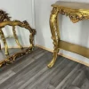 Pamono Vintage French Gilt Console Table and Mirror, Set of 2> Console Tables