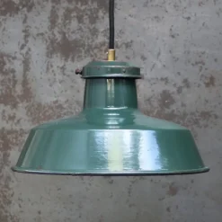 Pamono Vintage French Industrial Petrol Green Enamel Factory Pendant from Sammode> Ceiling Lights