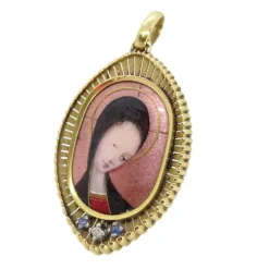 Pamono Vintage French 18k Gold and Enamel Pendant, 1900> Necklaces