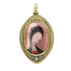 Pamono Vintage French 18k Gold and Enamel Pendant, 1900> Necklaces