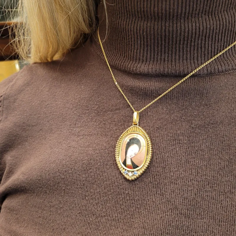 Pamono Vintage French 18k Gold and Enamel Pendant, 1900> Necklaces