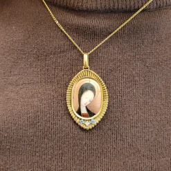 Pamono Vintage French 18k Gold and Enamel Pendant, 1900><noscript><img width=
