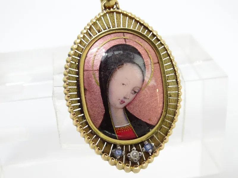 Pamono Vintage French 18k Gold and Enamel Pendant, 1900> Necklaces