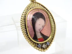 Pamono Vintage French 18k Gold and Enamel Pendant, 1900><noscript><img width=