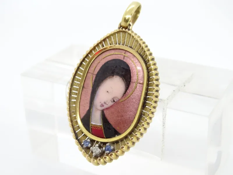 Pamono Vintage French 18k Gold and Enamel Pendant, 1900> Necklaces