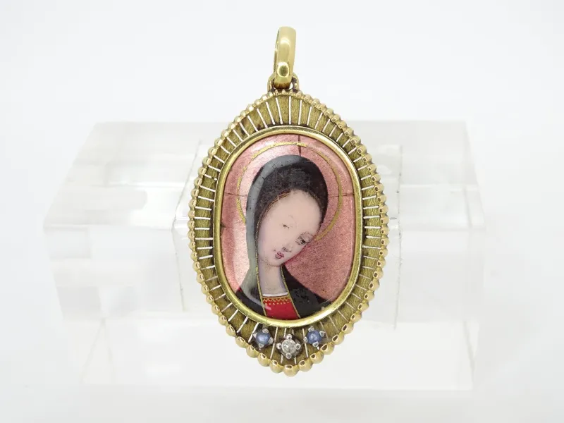 Pamono Vintage French 18k Gold and Enamel Pendant, 1900> Necklaces
