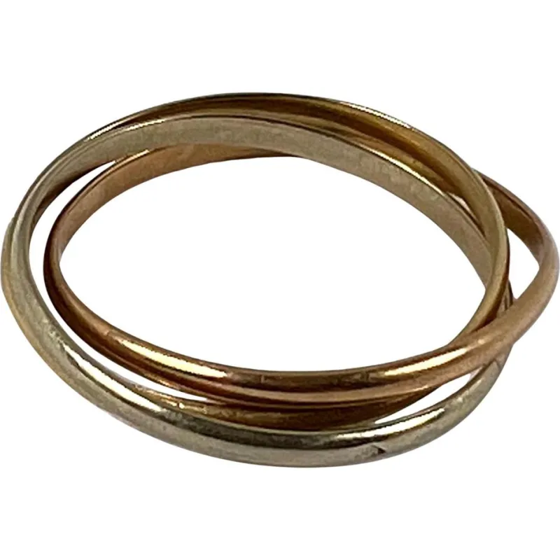 Sale Pamono Vintage French 18K White Rose Yellow Gold Trinity Wedding Ring