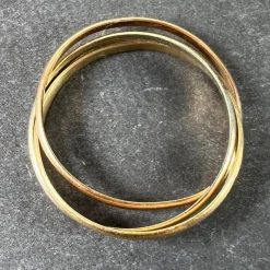 Sale Pamono Vintage French 18K White Rose Yellow Gold Trinity Wedding Ring