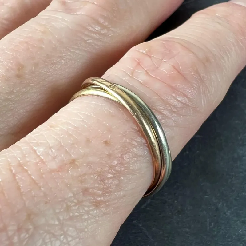 Sale Pamono Vintage French 18K White Rose Yellow Gold Trinity Wedding Ring