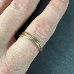 Sale Pamono Vintage French 18K White Rose Yellow Gold Trinity Wedding Ring