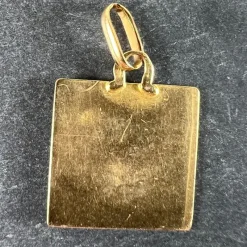 Pamono Vintage French 18k Yellow Gold Square Medal Pendant, 1950s><noscript><img width=