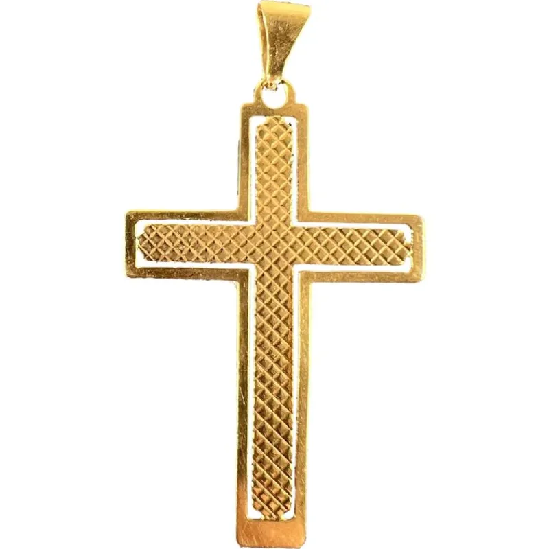 New Pamono Vintage French 18k Yellow Gold Cross Pendant, 1960s