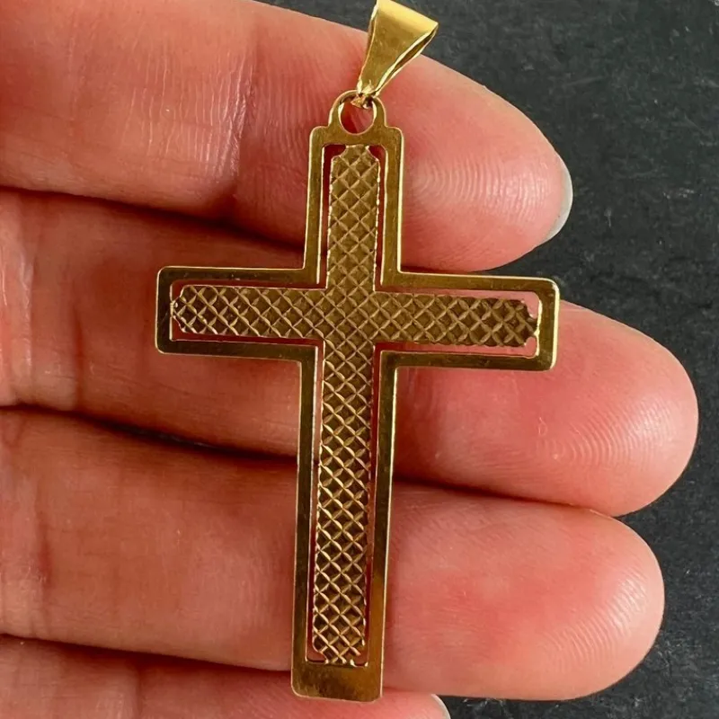 New Pamono Vintage French 18k Yellow Gold Cross Pendant, 1960s