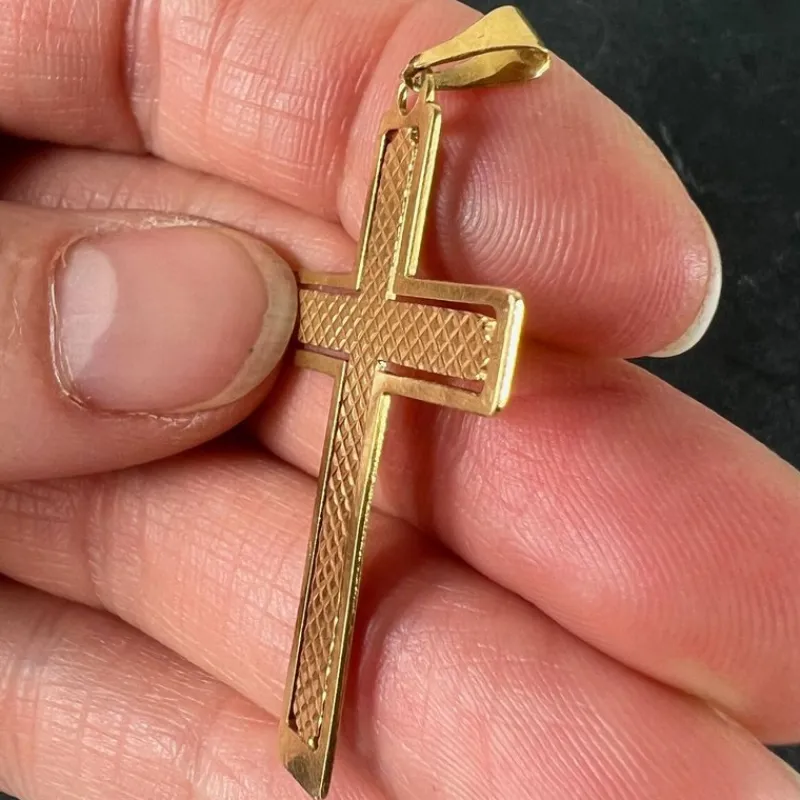 New Pamono Vintage French 18k Yellow Gold Cross Pendant, 1960s