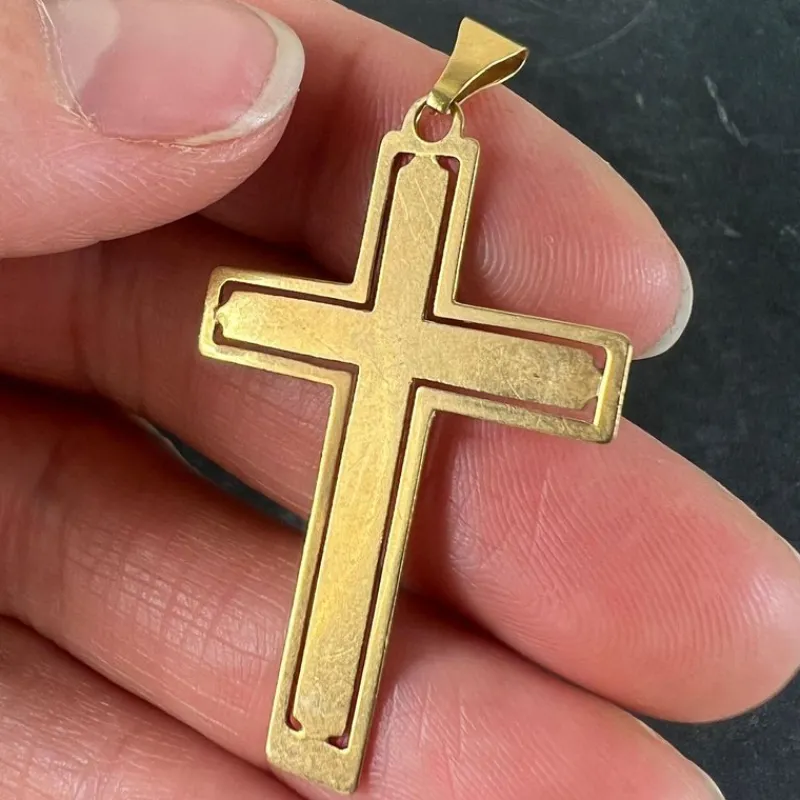 New Pamono Vintage French 18k Yellow Gold Cross Pendant, 1960s