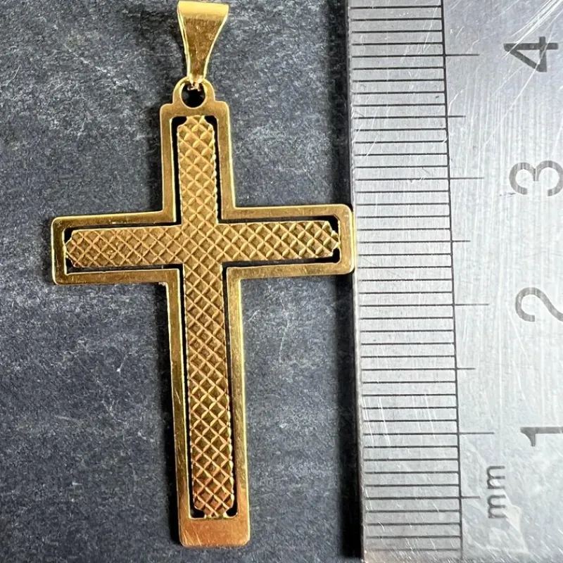 New Pamono Vintage French 18k Yellow Gold Cross Pendant, 1960s