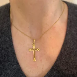 Pamono Vintage French 18k Yellow Gold Cross Pendant, 1950s
