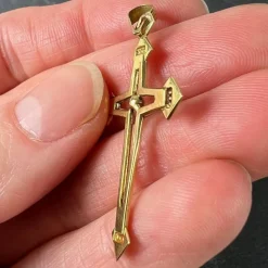 Pamono Vintage French 18k Yellow Gold Cross Pendant, 1950s