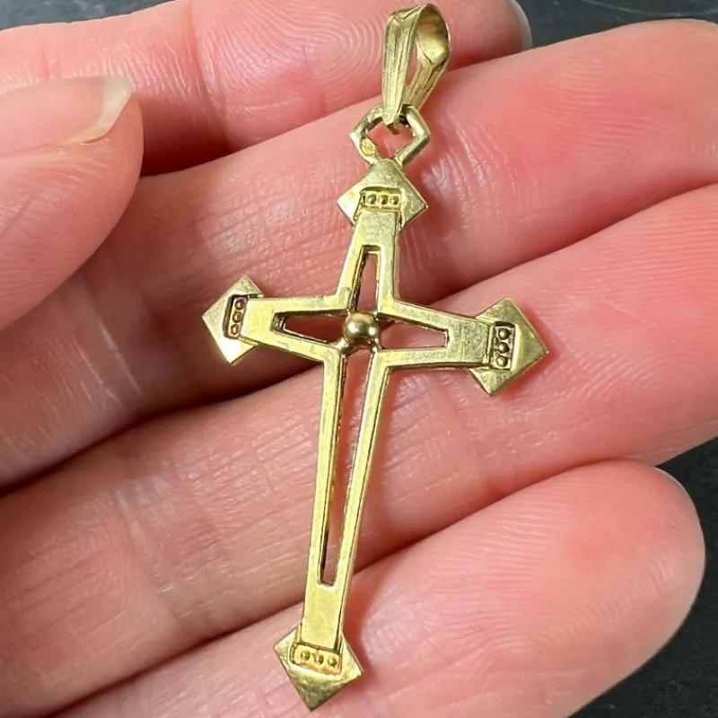 Pamono Vintage French 18k Yellow Gold Cross Pendant, 1950s