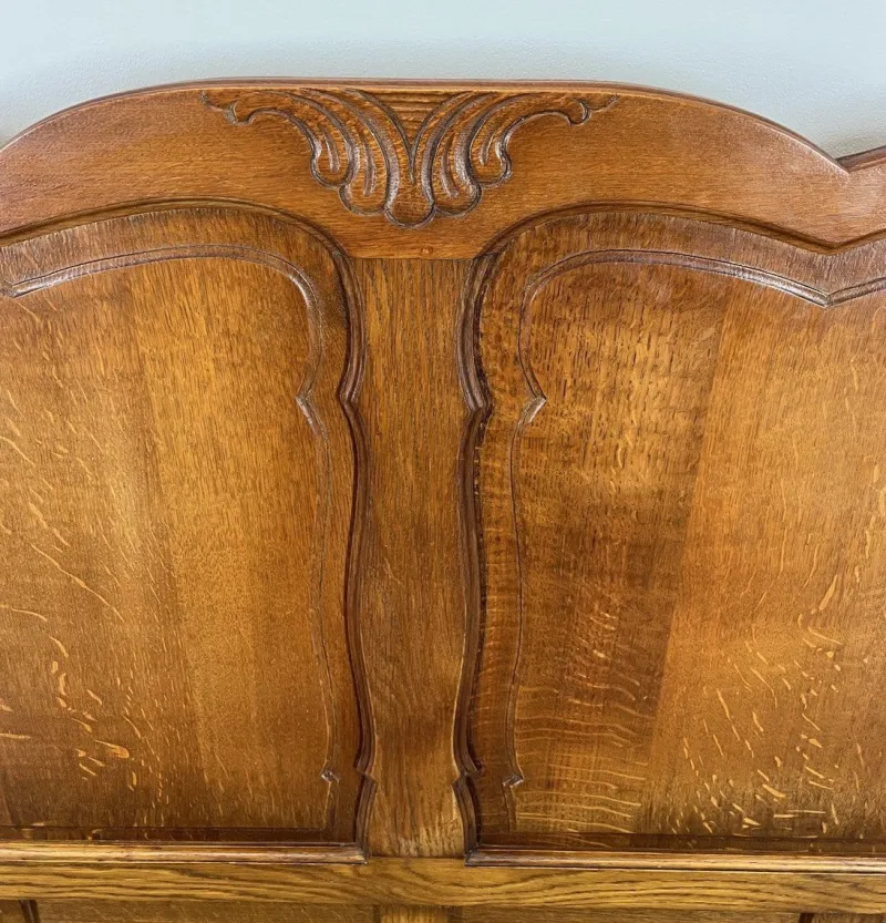Pamono Vintage French Louis XVI Style Double Carved Bed in Oak> Beds & Bedroom Sets