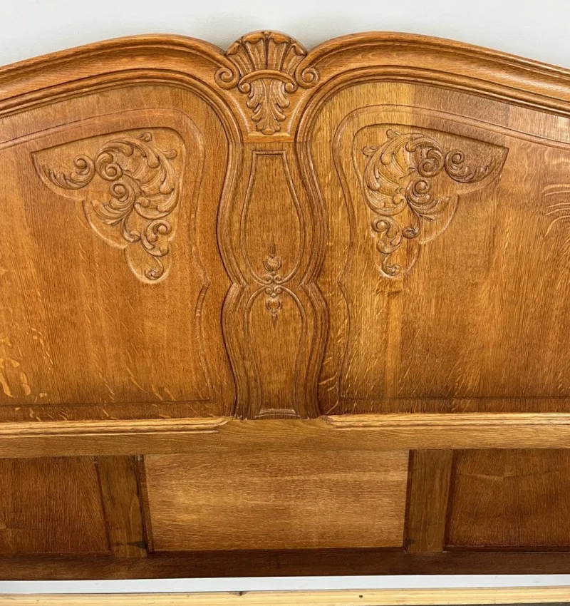 Hot Pamono Vintage French Louis XVI Style Double Carved Bed in Oak