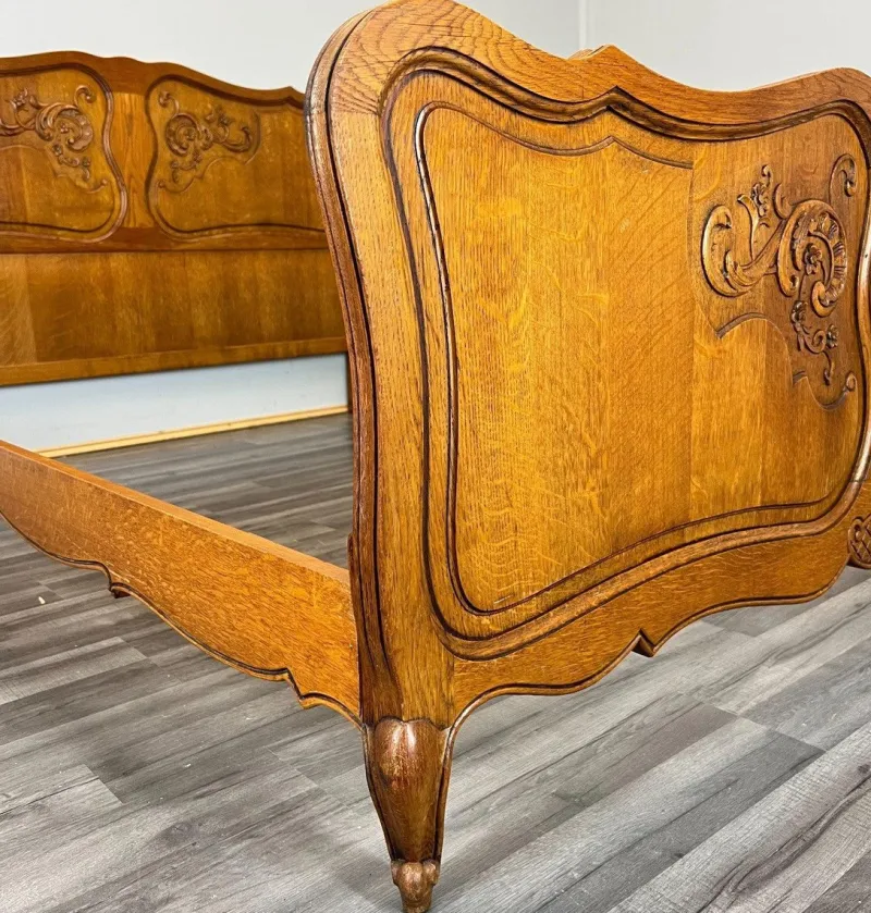 Sale Pamono Vintage French Louis XVI Style Double Carved Bed in Oak