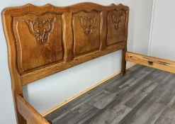 Outlet Pamono Vintage French Louis XVI Style Double Carved Bed Frame in Oak