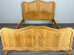 Clearance Pamono Vintage French Louis XVI Style Double Carved Bed Frame in Oak