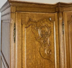 Pamono Vintage French Louis XVI Carved Oak 4-Door Armoire><noscript><img width=