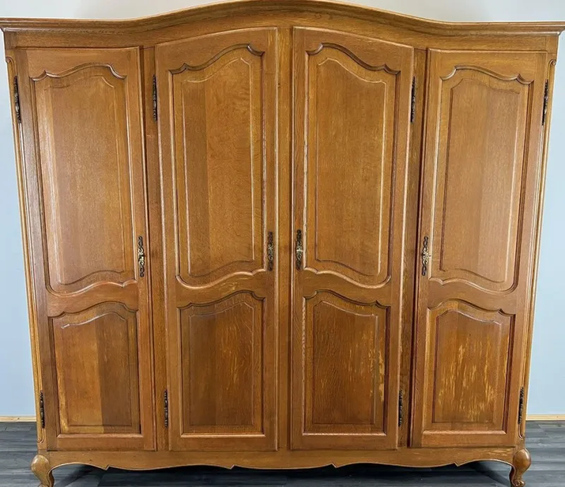 Pamono Vintage French Louis XVI Carved Oak 4-Door Armoire> Cabinets & Wardrobes