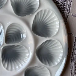 Pamono Vintage French Orchies Majolica Oyster Plates and Platter, 1960s, Set of 7><noscript><img width=
