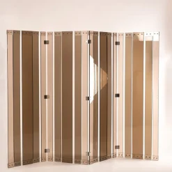 Discount Pamono Vintage French 4-Panel Screen in Smoked Acrylic Glass attributed to Philippe Jean, 1970s