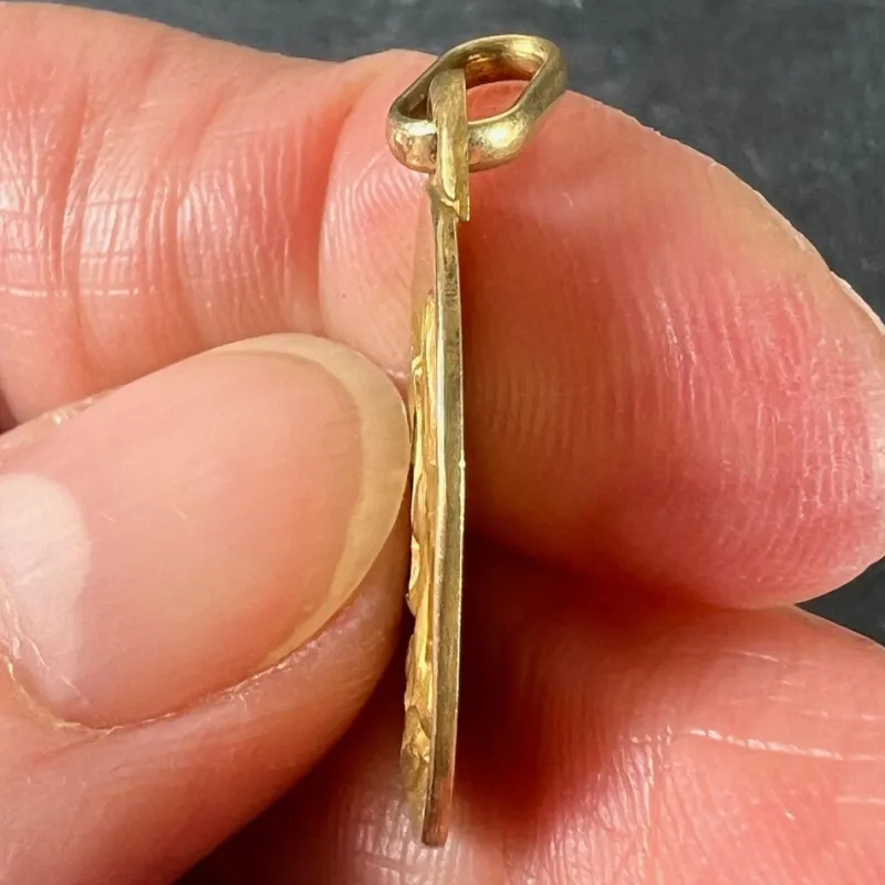 New Pamono Vintage French Perroud Libra Zodiac 18k Yellow Gold Medal Pendant, 1960s