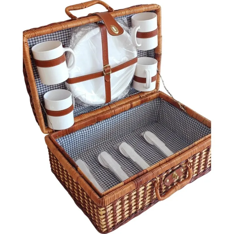 Pamono Vintage French Picnic Case in Wicker, 1940s> Trunks Crates & Baskets