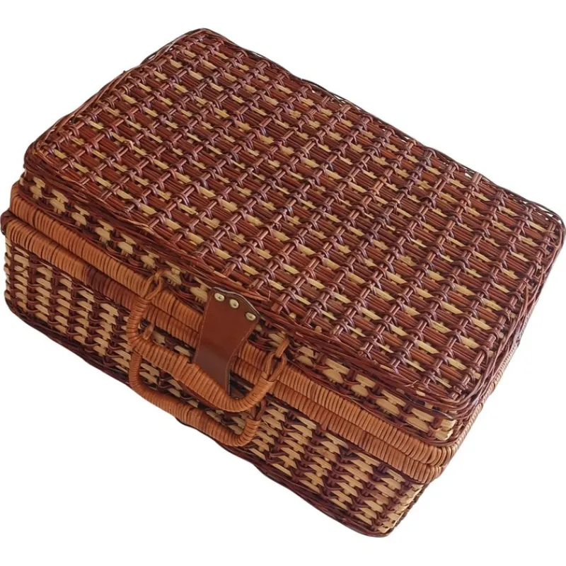 Pamono Vintage French Picnic Case in Wicker, 1940s> Trunks Crates & Baskets