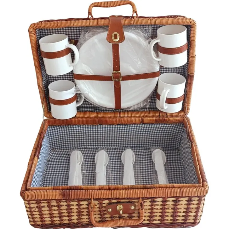 Pamono Vintage French Picnic Case in Wicker, 1940s> Trunks Crates & Baskets