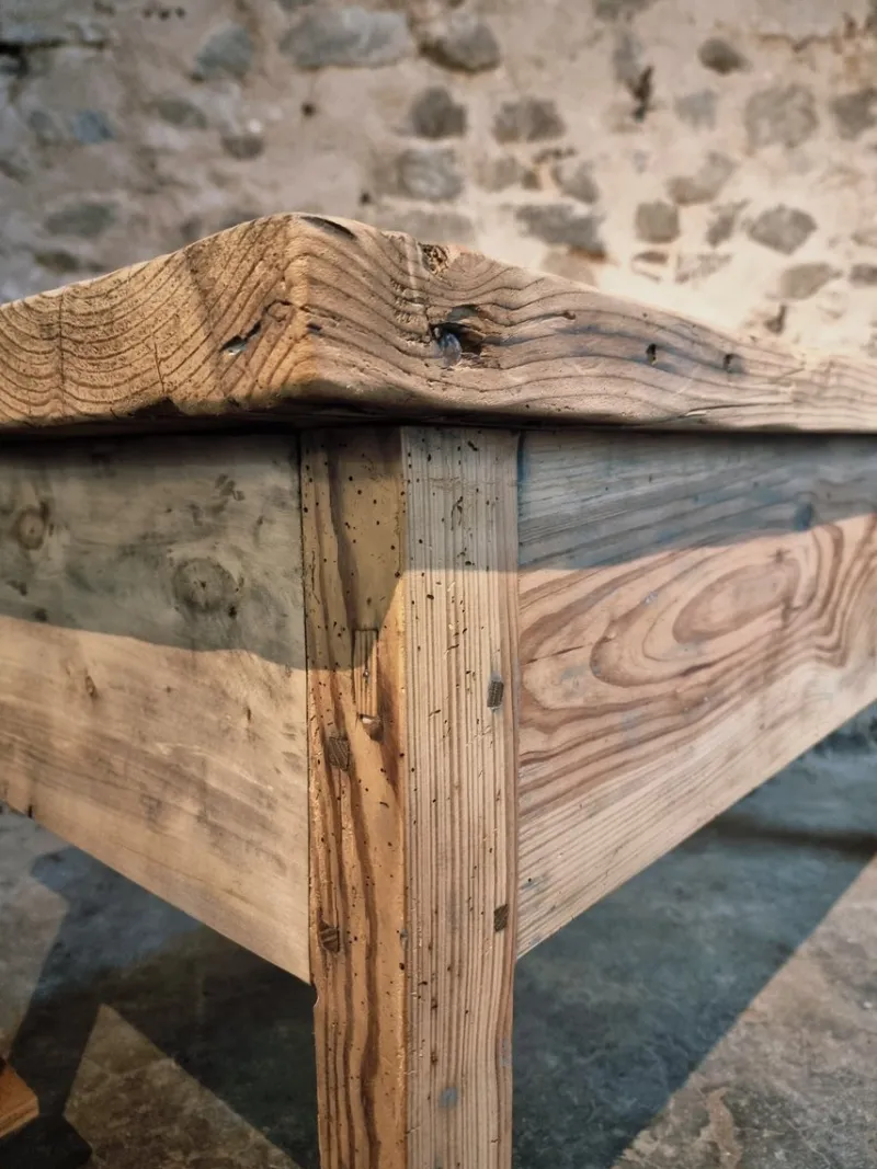 Pamono Vintage French Pine Work Table with Drawer and Castors, 1930s> Worktables & Workbenches