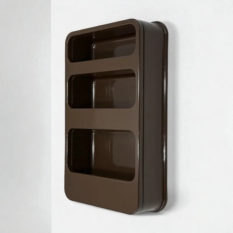 Pamono Vintage French Plastra Wall Shelves in Brown Plastic by Jean-Lin Viaud for Prisunic, 1970s> Shelves & Wall Units