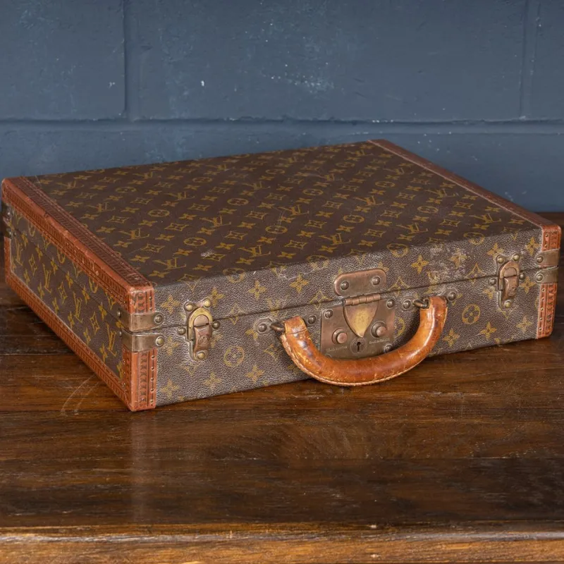 Pamono Vintage French President Briefcase in Monogram Canvas from Louis Vuitton, 1990> Trunks Crates & Baskets