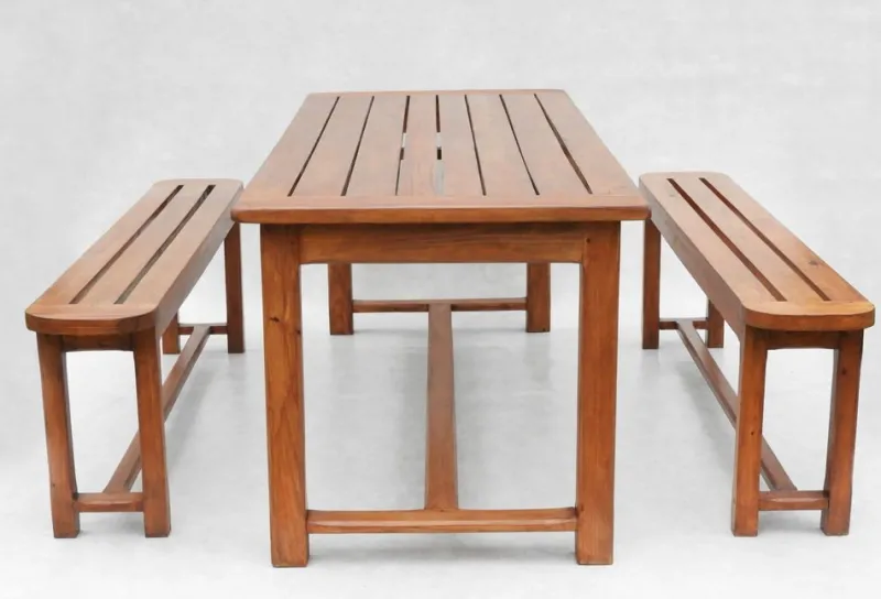 Pamono Vintage French Provincial Slatted Pine Outside Dining Table, 1980> Garden Tables